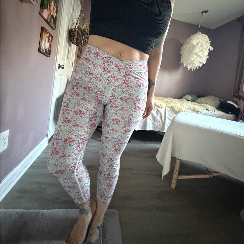 Evolution and Creation Vibrant Floral Fabric criss cross front